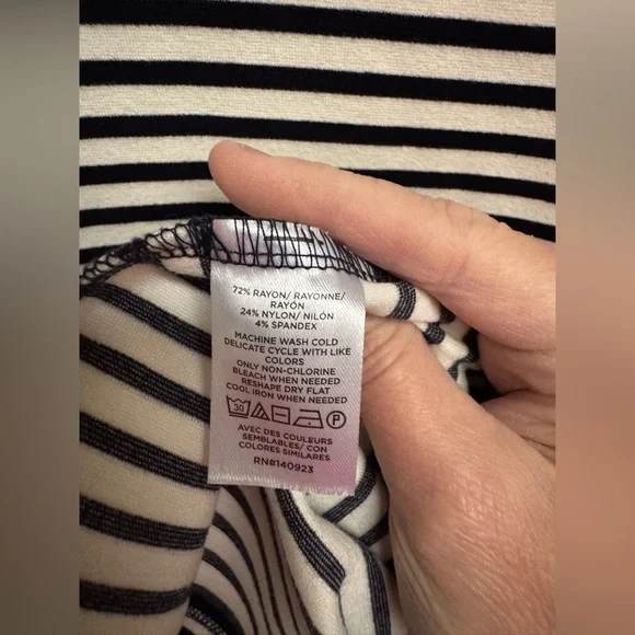 LOFT Navy and White Stripe Button Dress - Picture 5 of 6